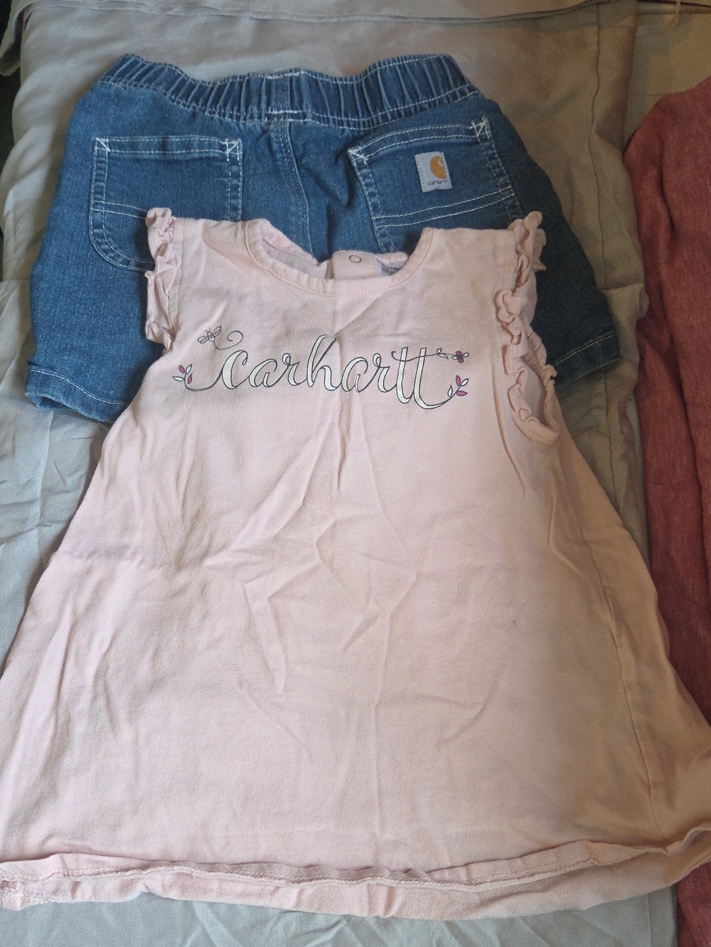Carhartt Girls' Light Pink Ruffle Sleeve Logo Tank